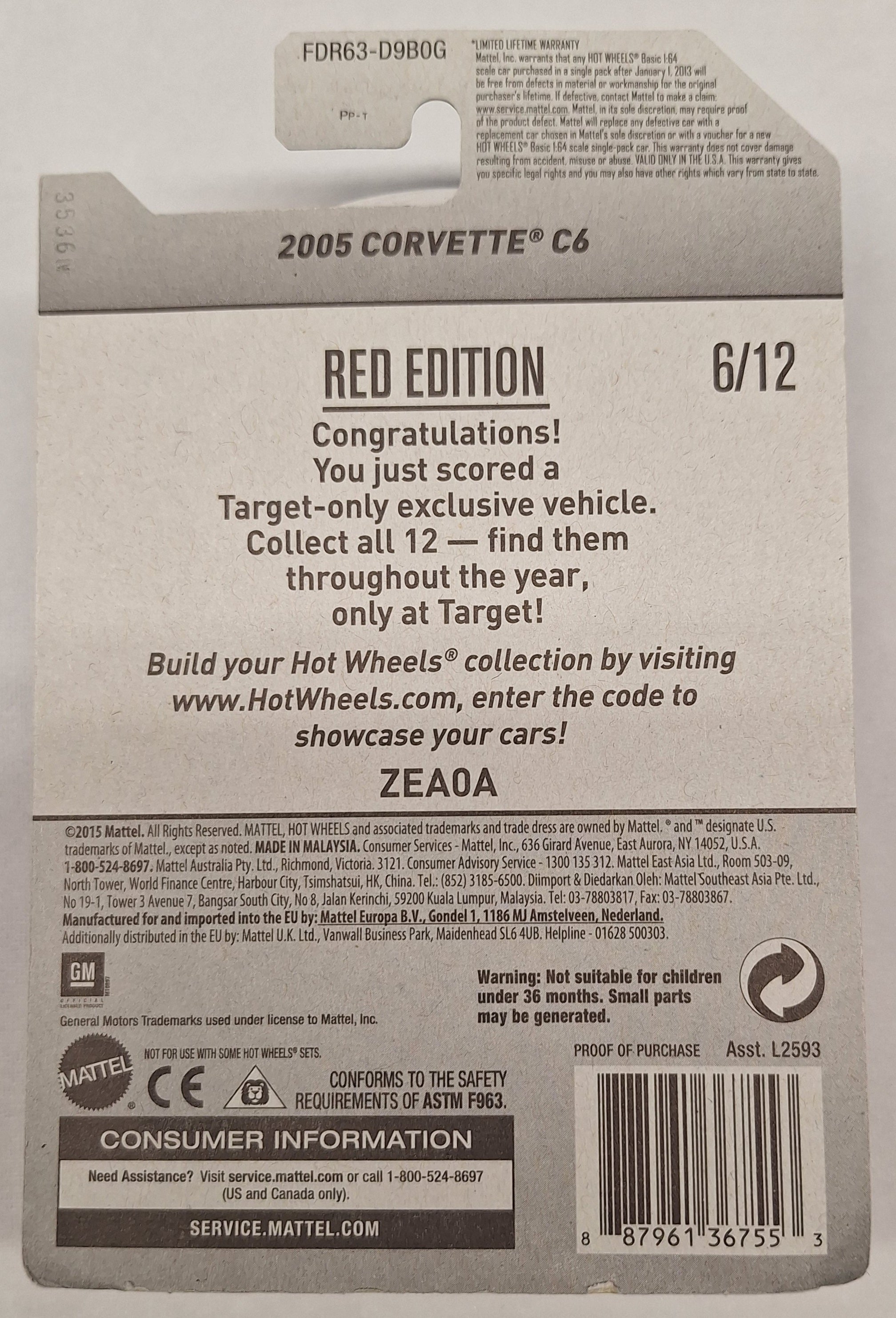 2005 Corvette C6 Red Edition 6/12