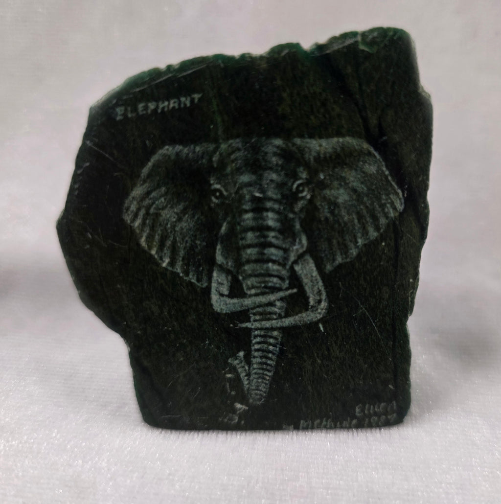 Elephant Etched In Natural Stone From Zimbabwe