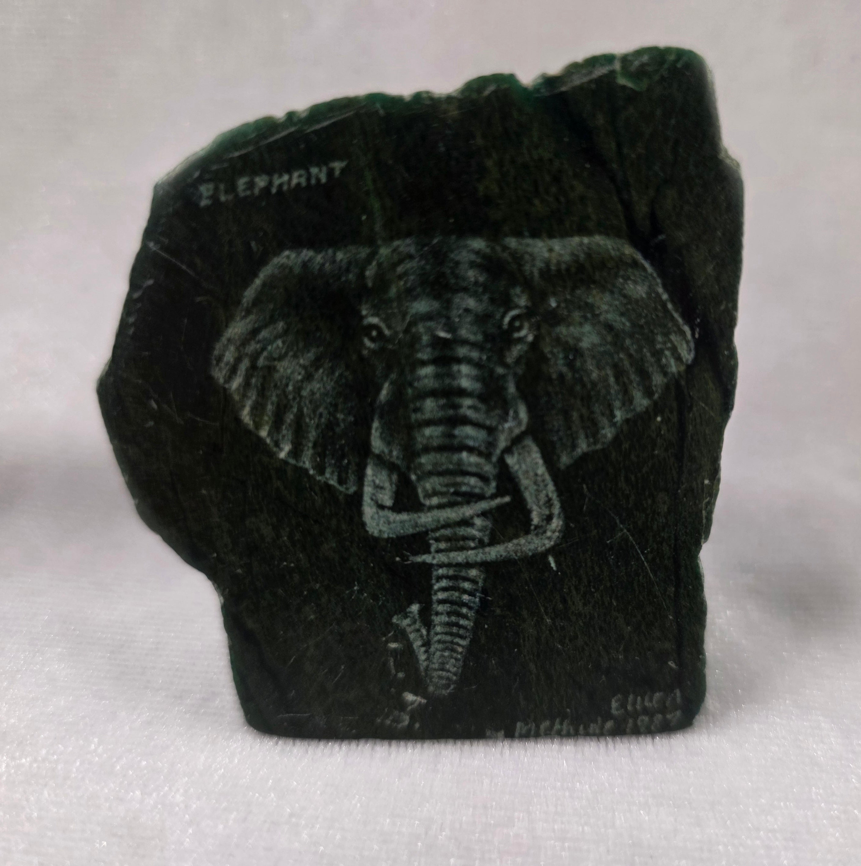 Elephant Etched In Natural Stone From Zimbabwe