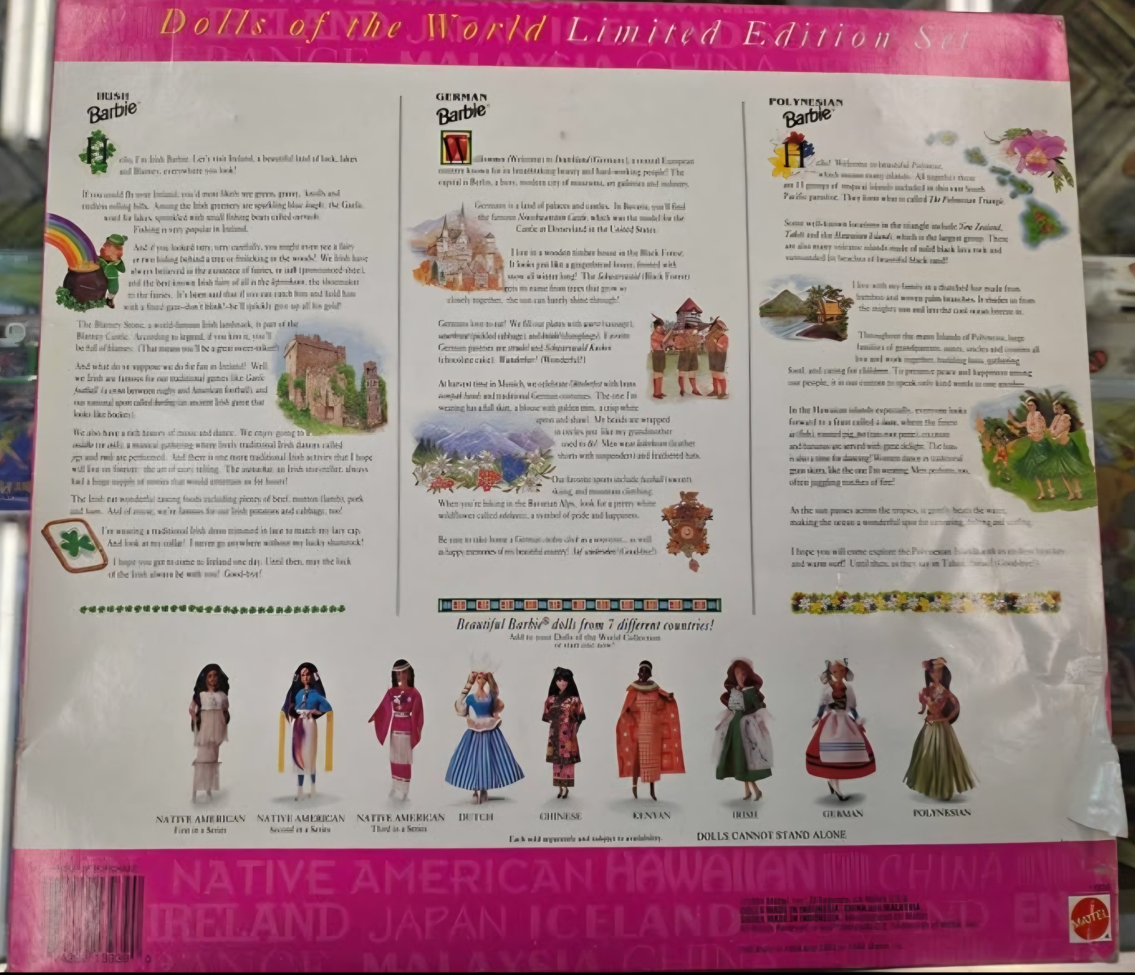 Barbie Dolls of the World – Limited Edition Set, featuring Irish, German, and Polynesian Barbie