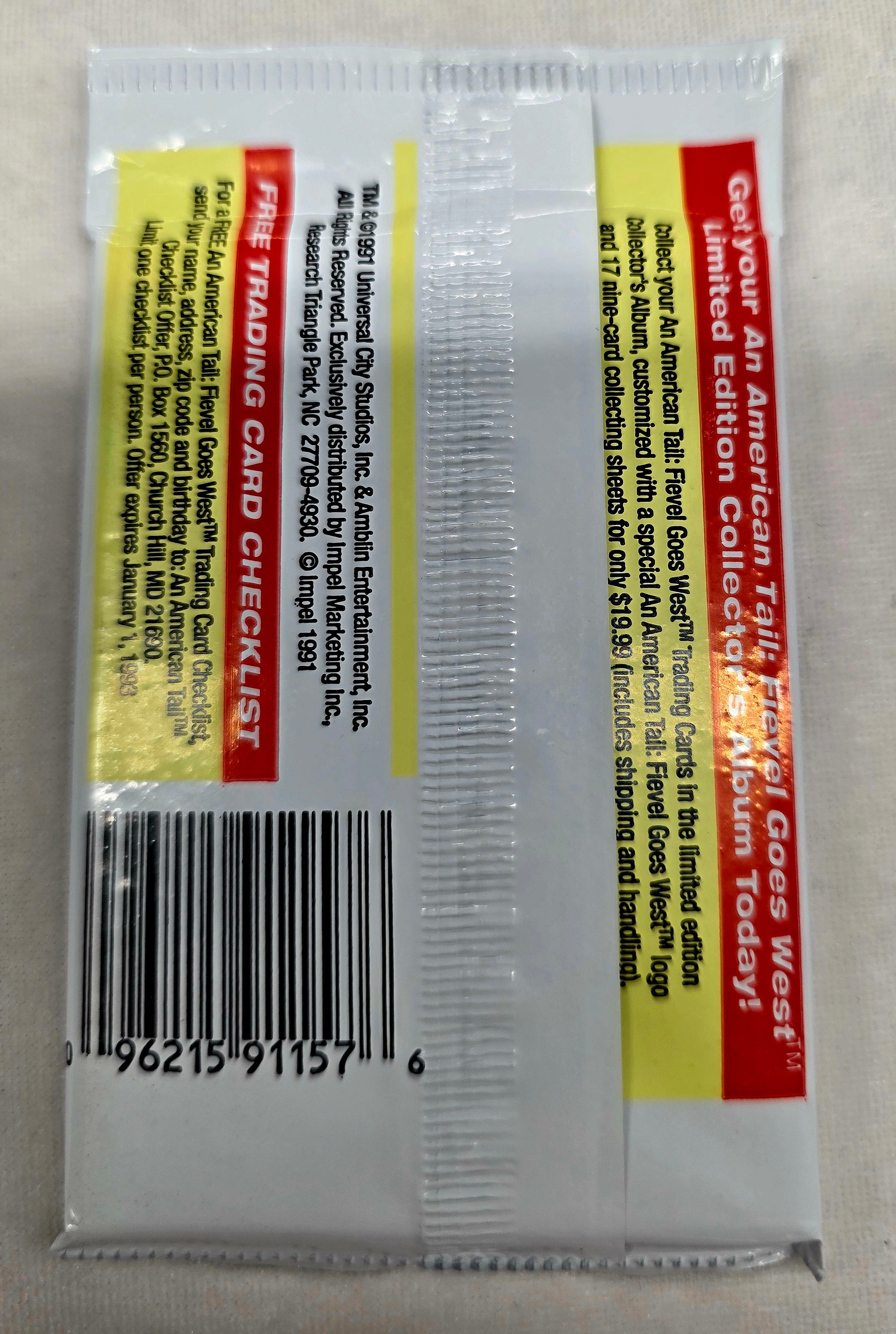 1991 Fievel Goes West Cello Pack