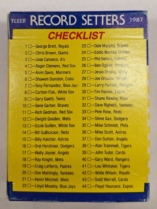 1987 Fleer Baseball 44 Card Box