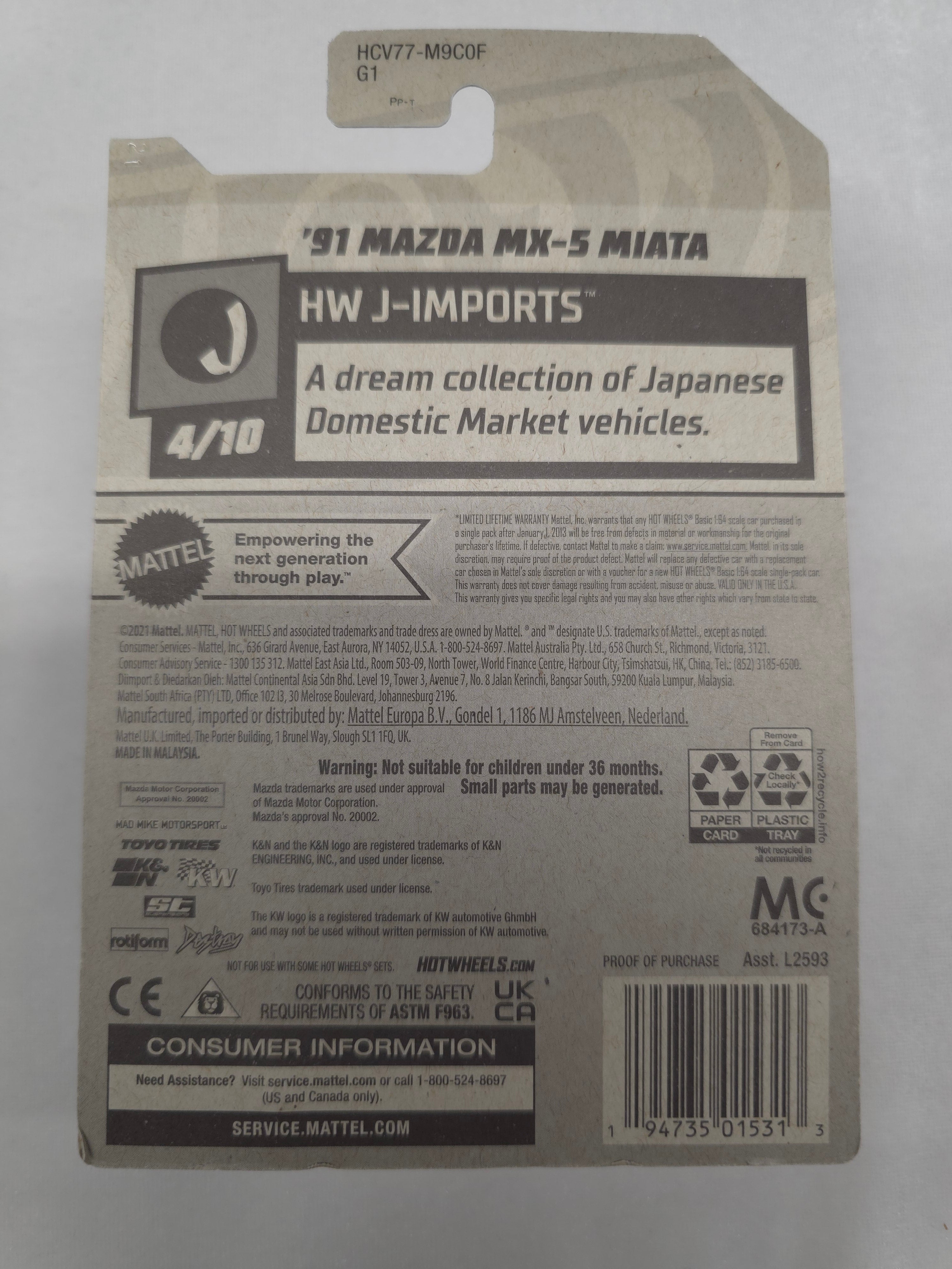 91 Mazda MX-5 Miata J-Imports 119/250