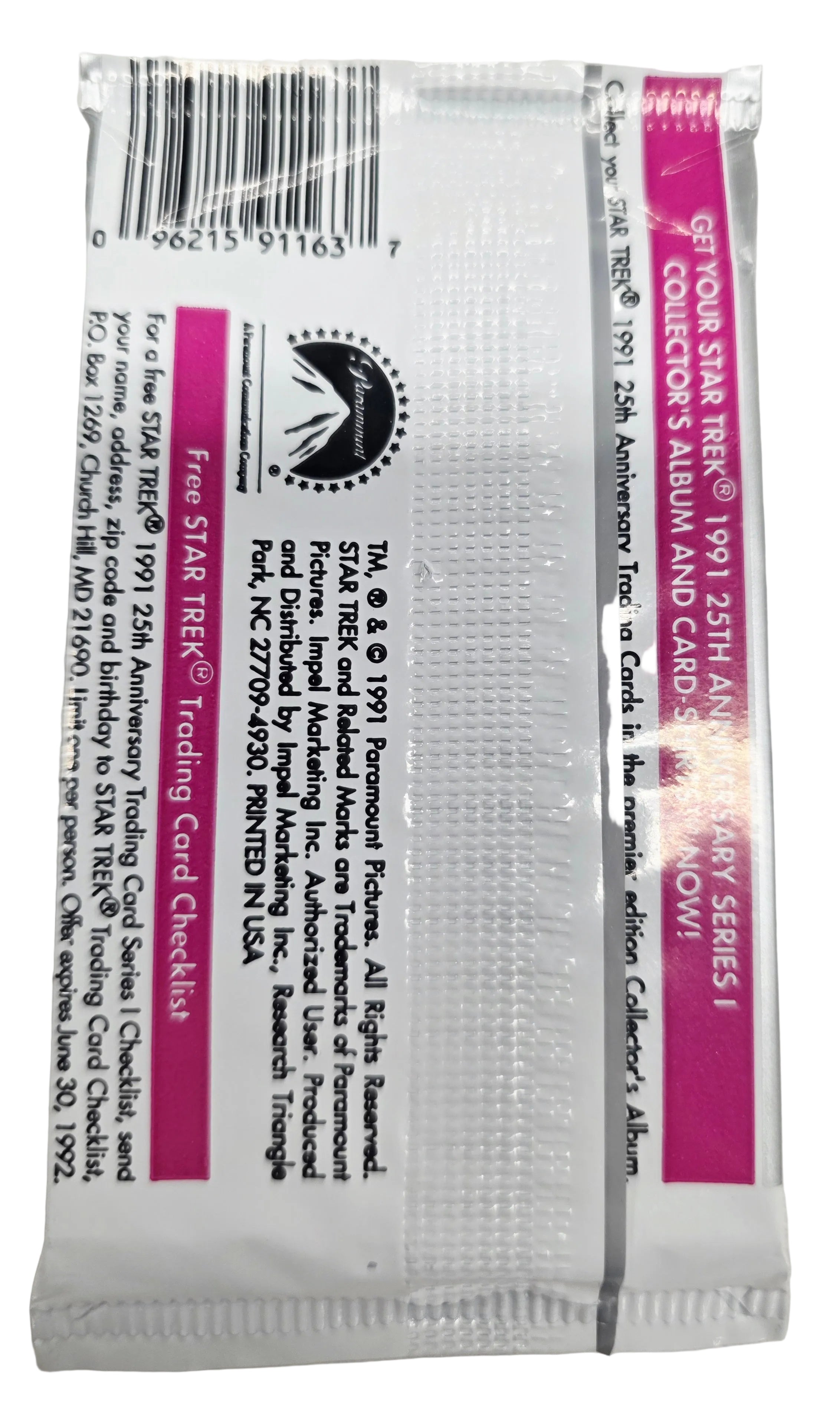 1991 Star Trek The Next Generation 25th Anniversary Cello Pack