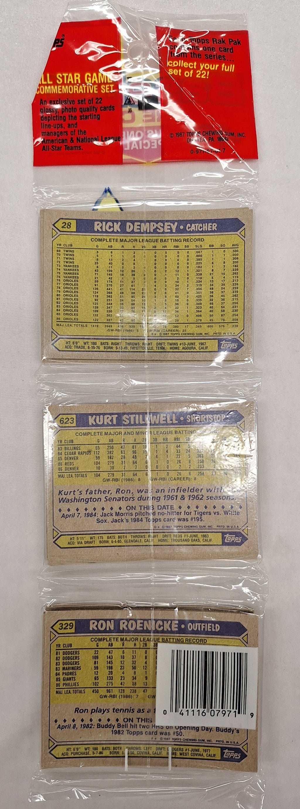 1987 Topps Baseball Rack Pack