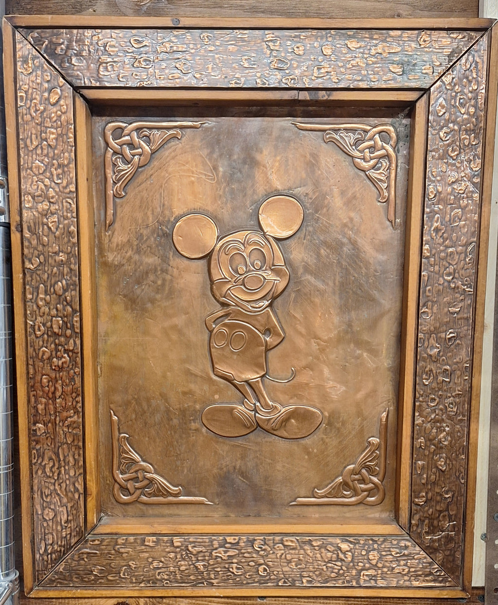 Mickey Mouse Copper Relief With Inlaid Copper Frame