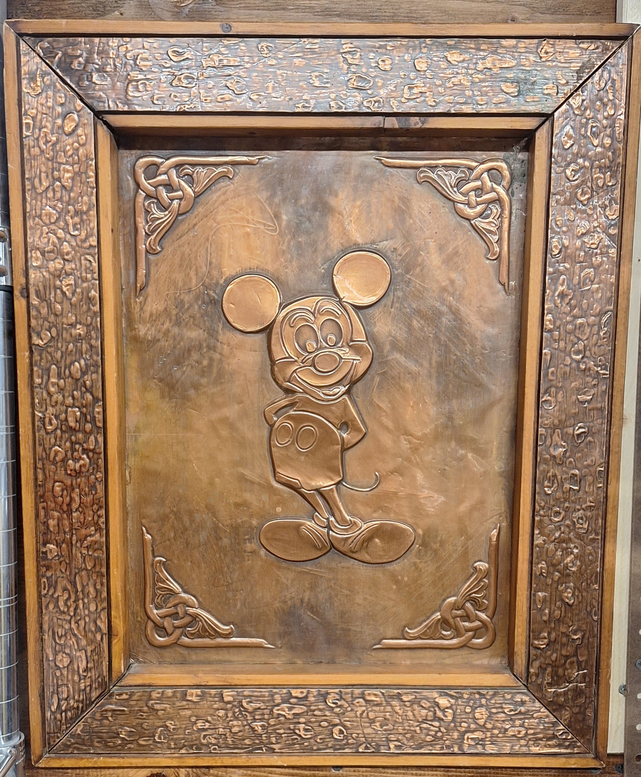 Mickey Mouse Copper Relief With Inlaid Copper Frame