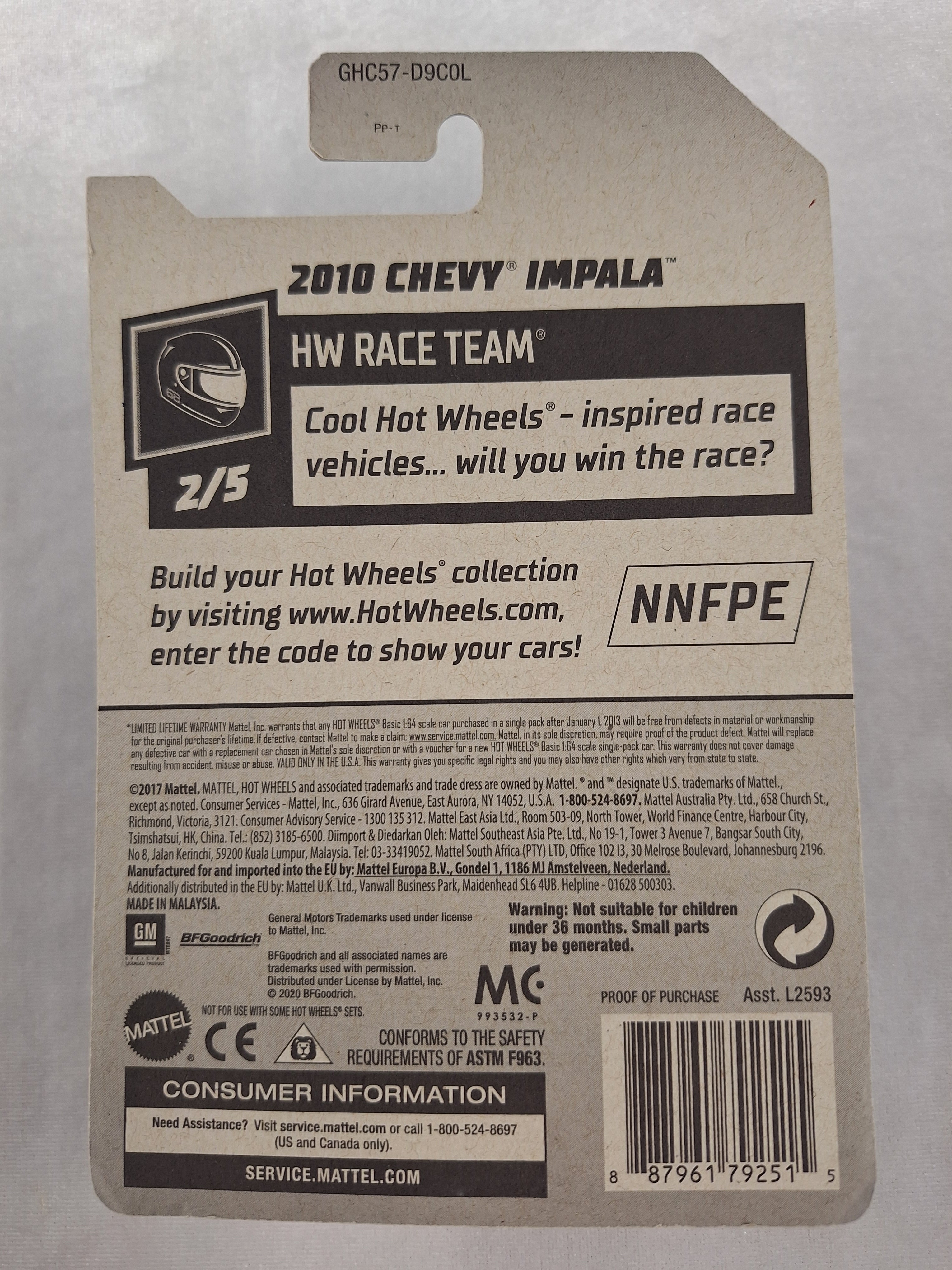 10 Chevy Impala 2/5 Race Team 209/250 Blue