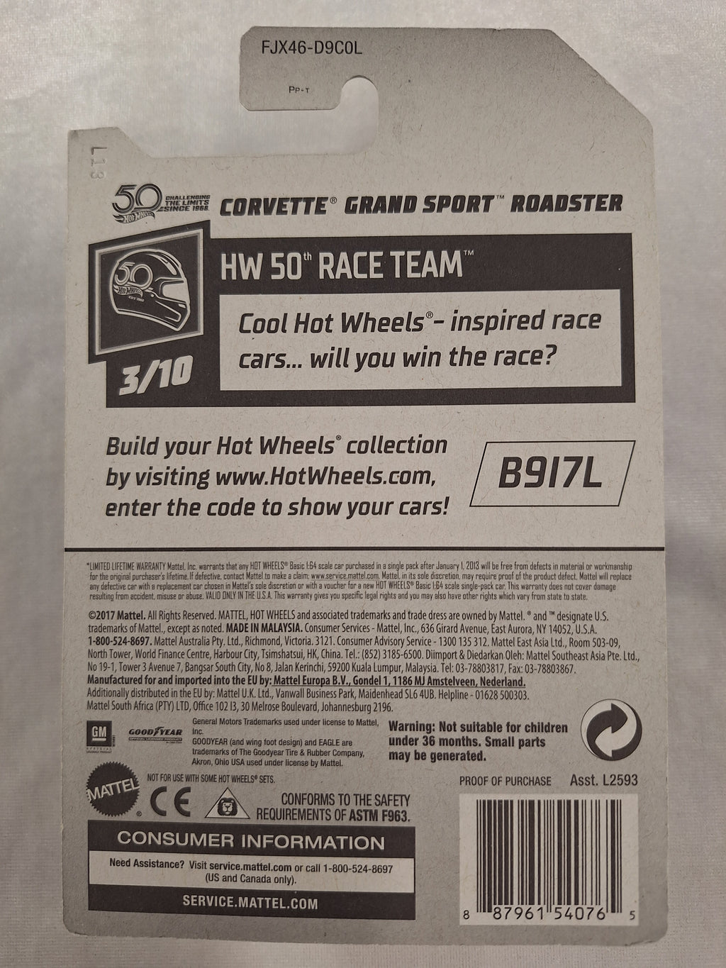 Corvette Grand Sport Roadster 3/10 50th Race Team 259/365