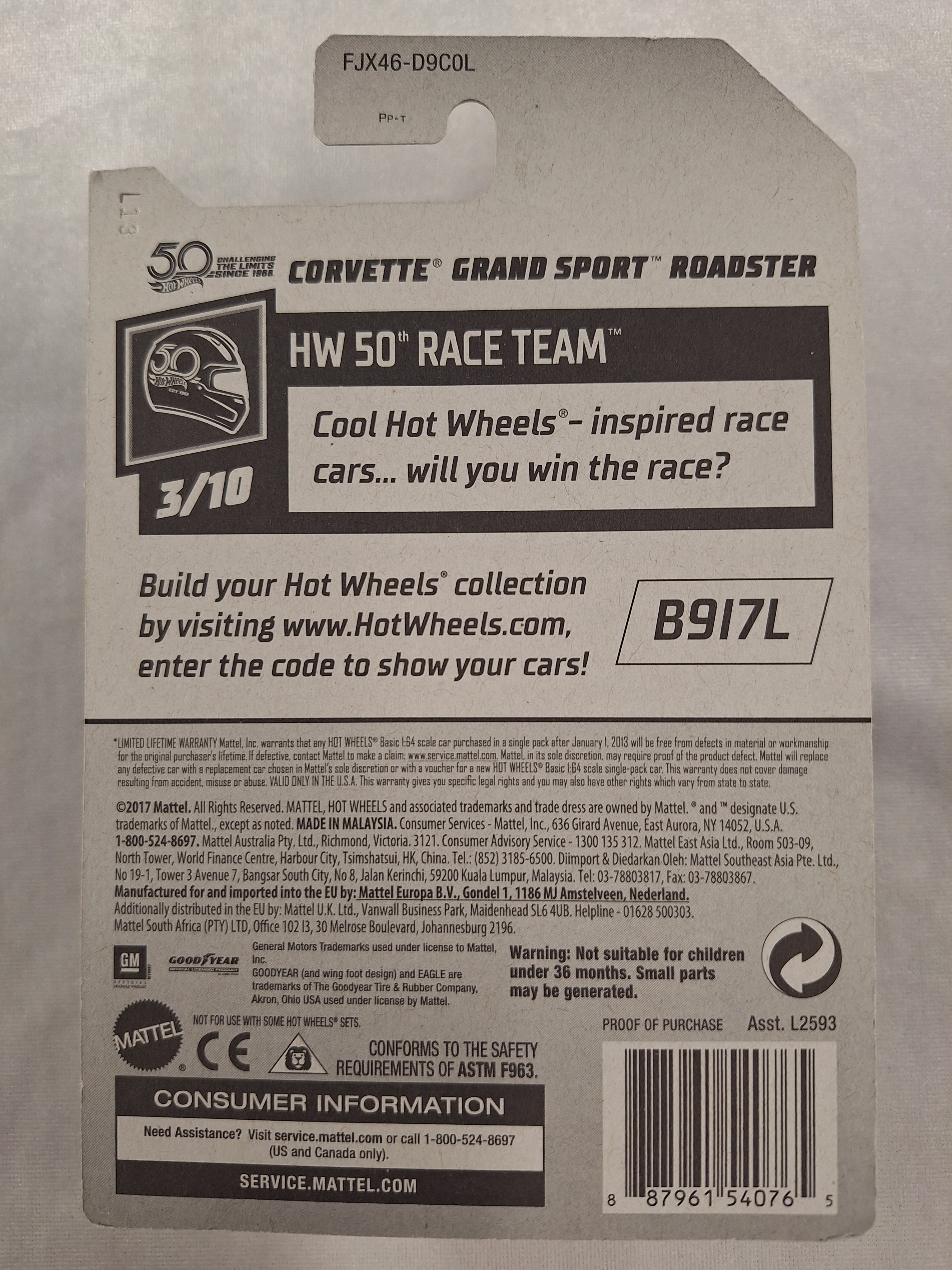 Corvette Grand Sport Roadster 3/10 50th Race Team 259/365