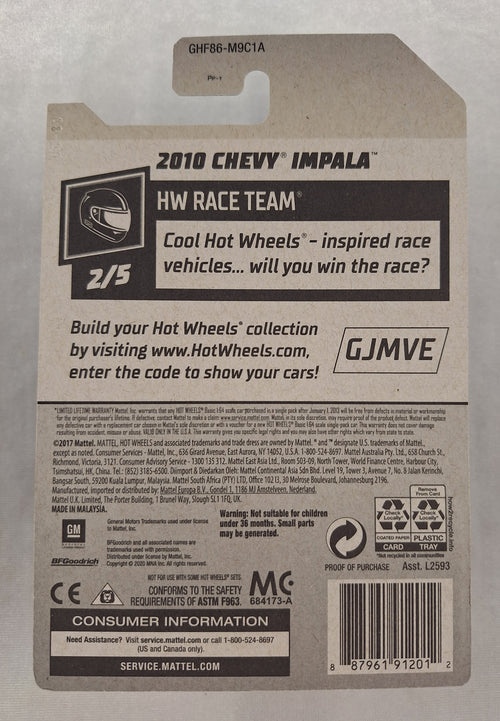 10 Chevy Impala 2/5 HW Race Team 209/250 White