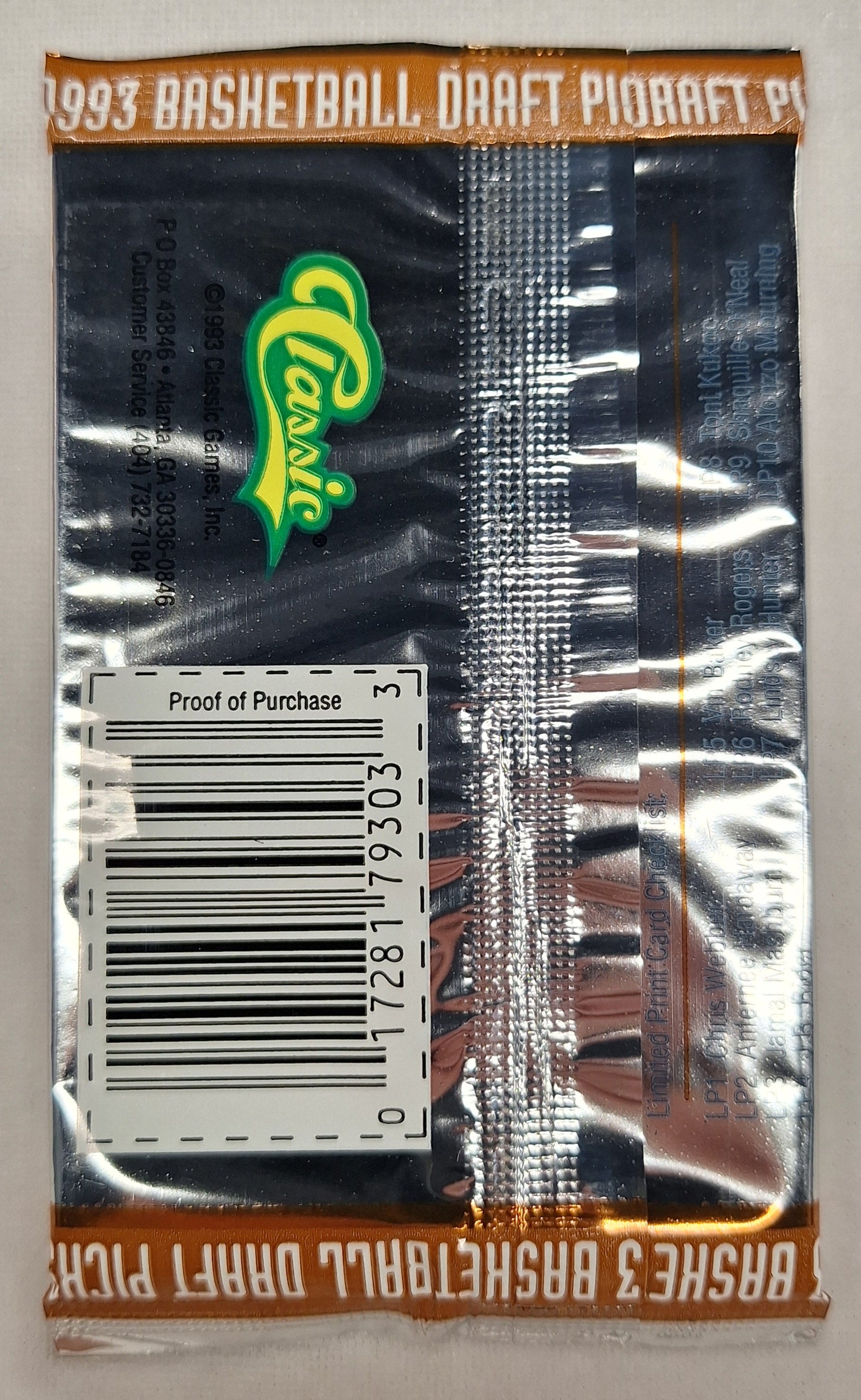 1993 Classic Basketball Draft Picks Cello Pack