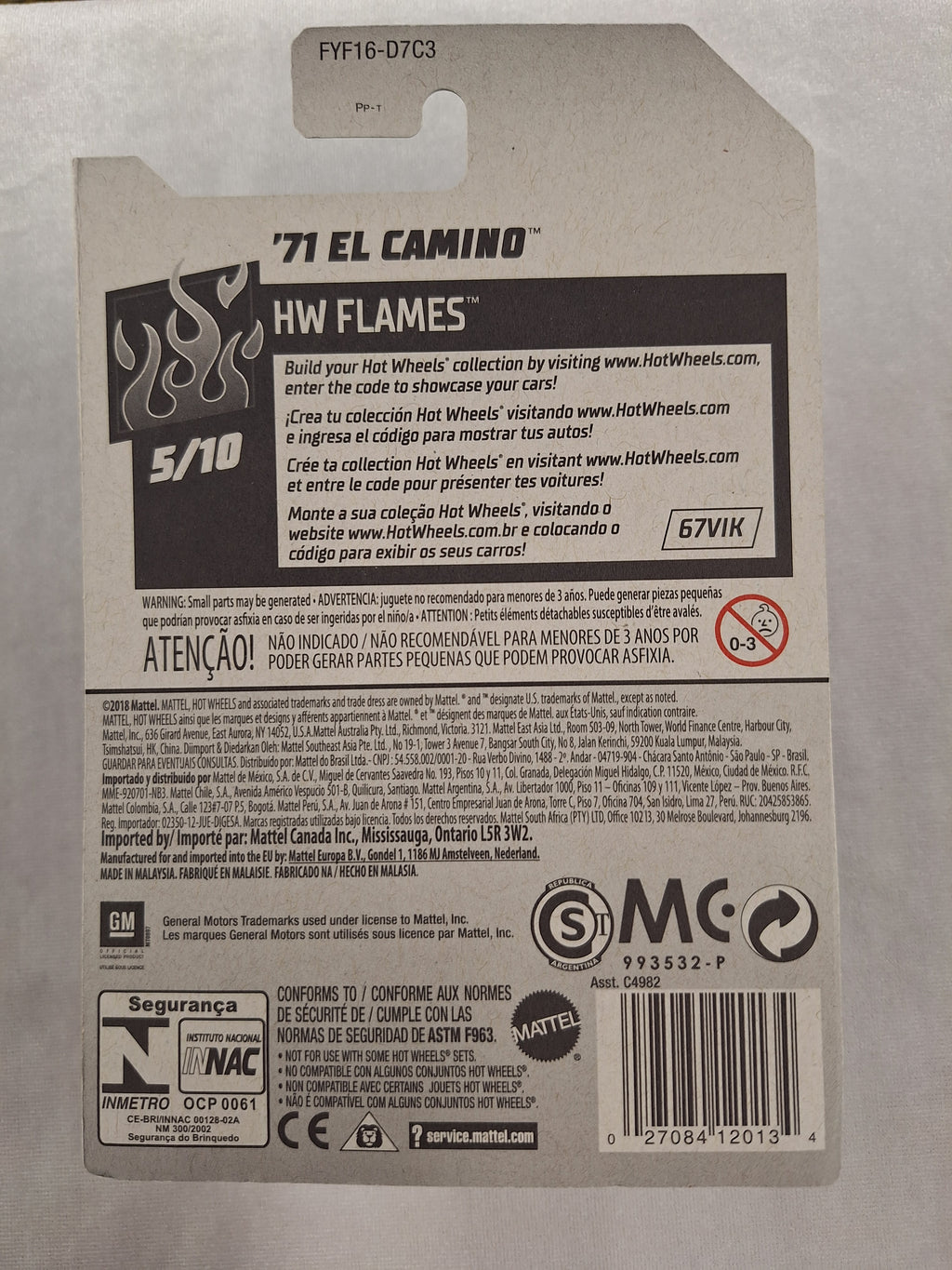 71 El Camino 5/10 Flames 8/250 Red