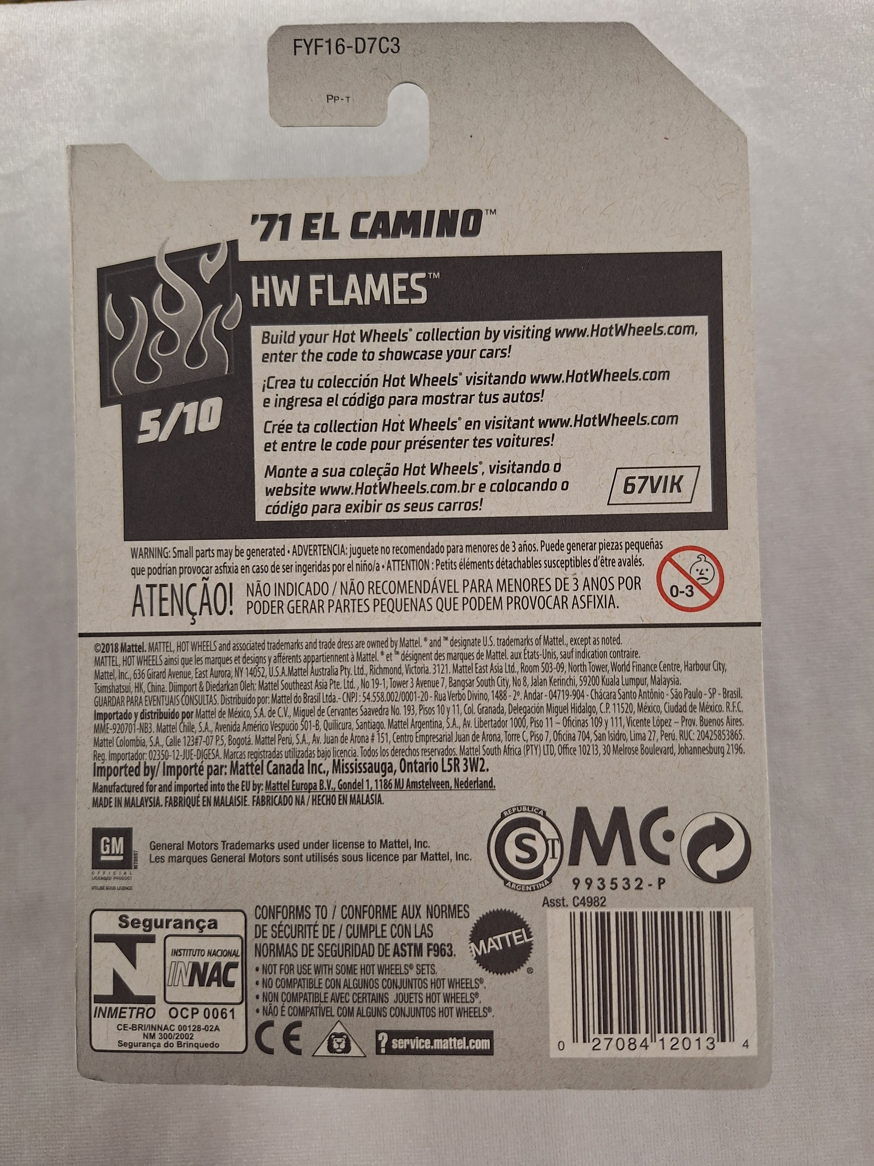 71 El Camino 5/10 Flames 8/250 Red