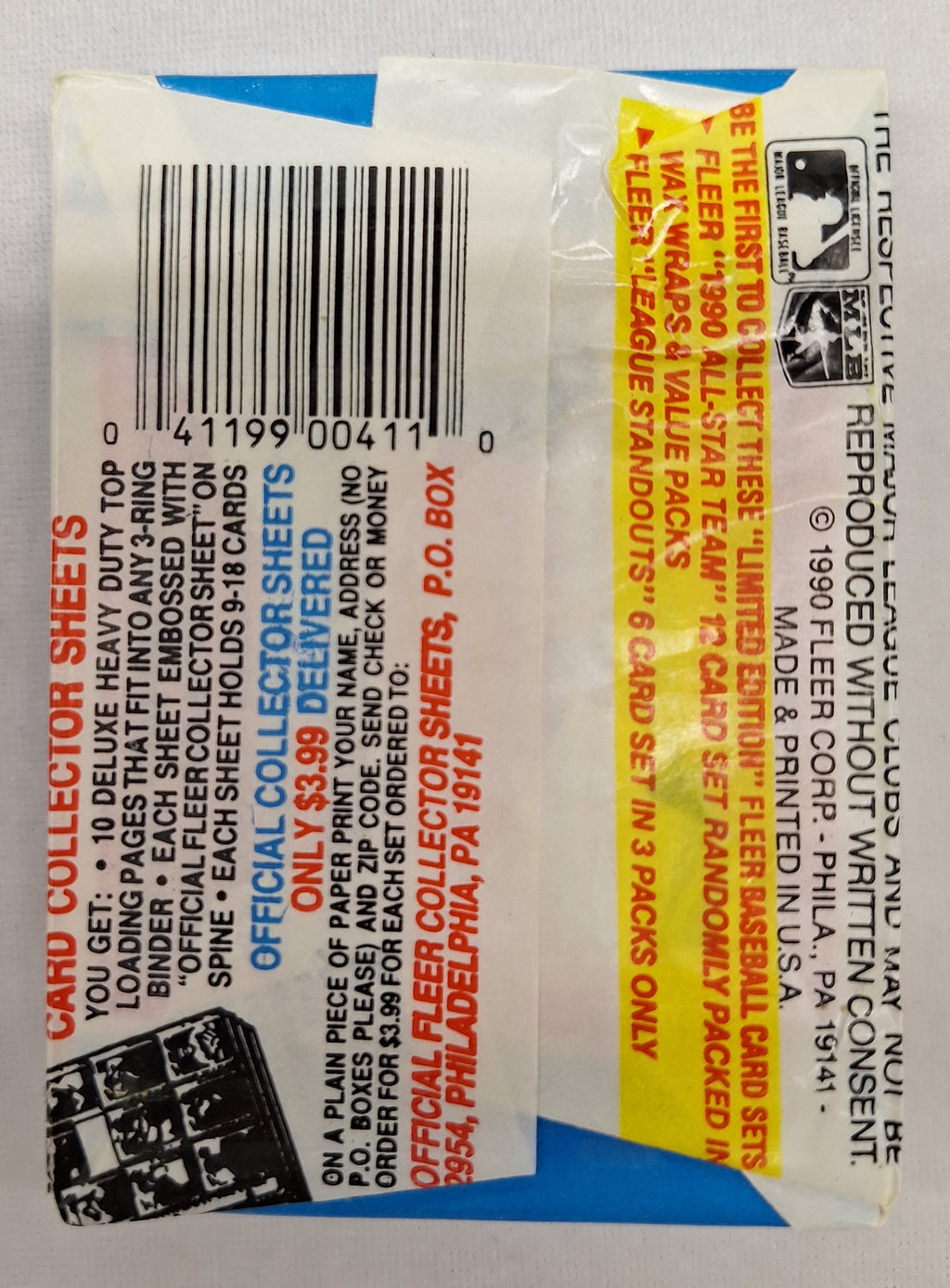 1990 Fleer Baseball Wax Pack