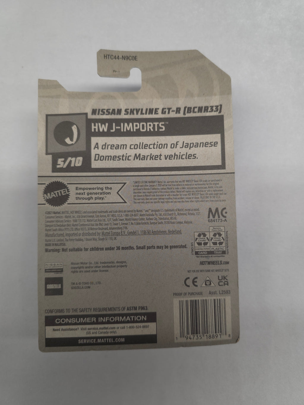 Nissan Skyline GT-R BCNR33 J-Imports 96/250 White