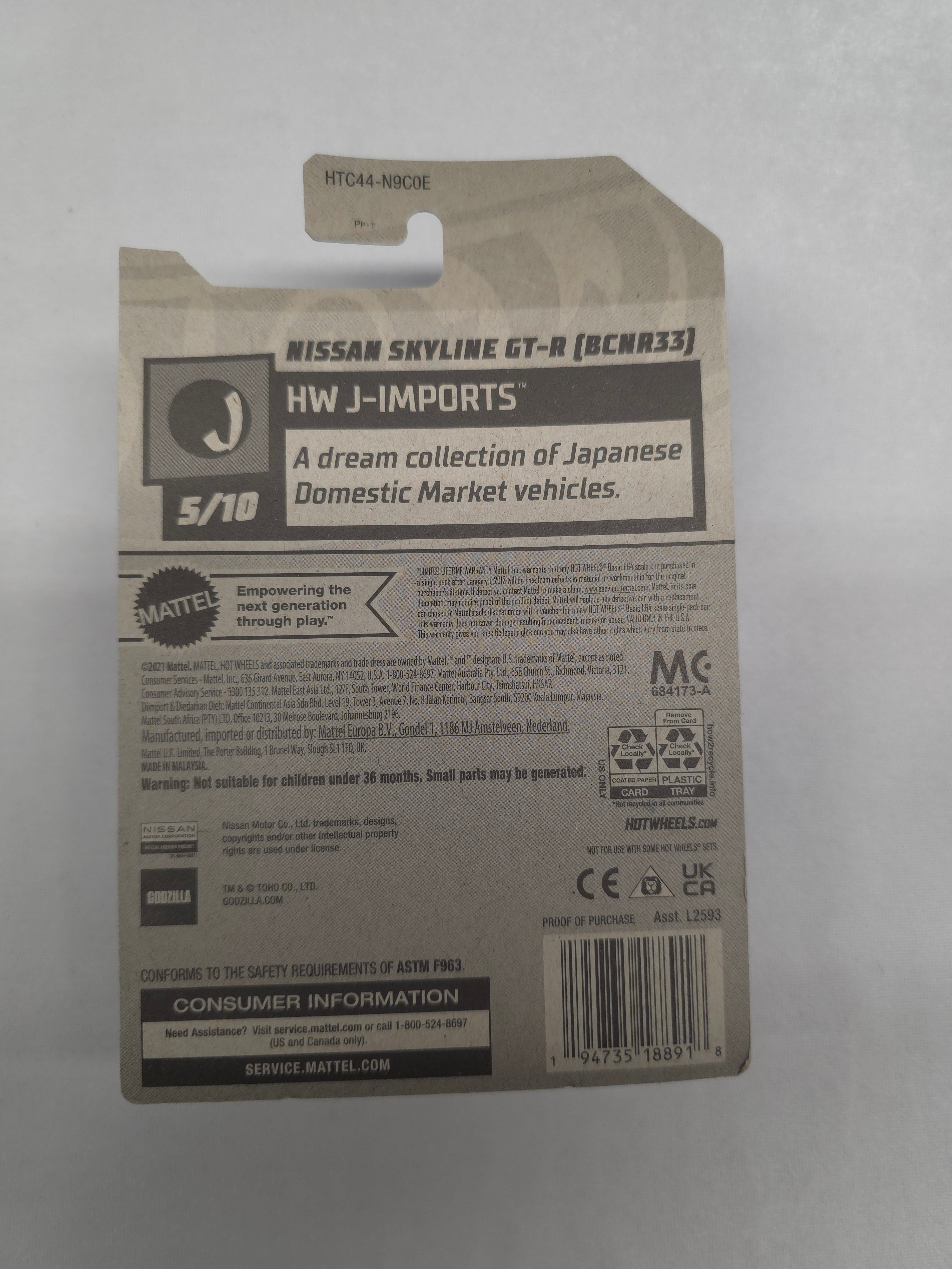 Nissan Skyline GT-R BCNR33 J-Imports 96/250 White